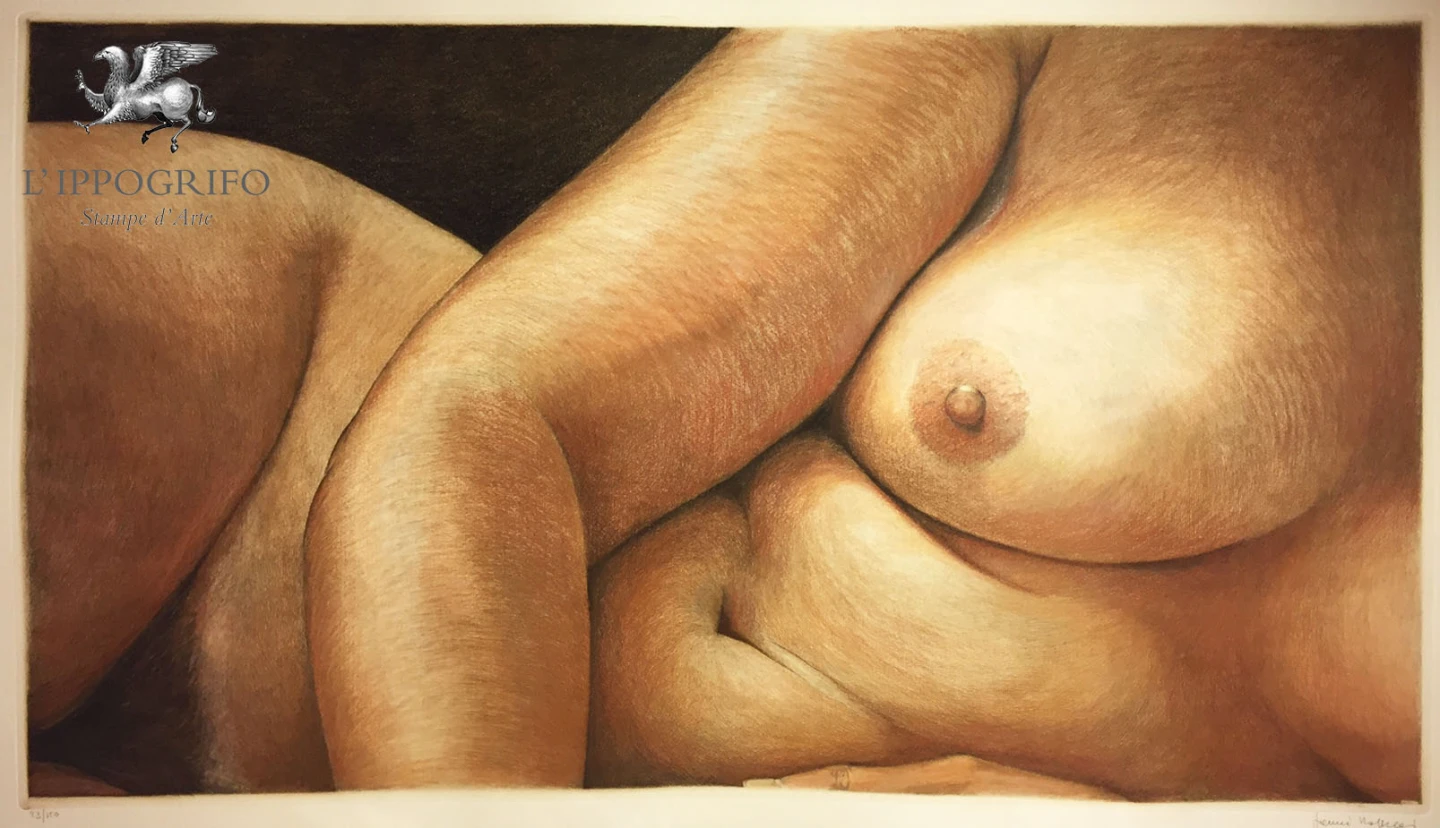 Nude - Mixed technique etching and pastels